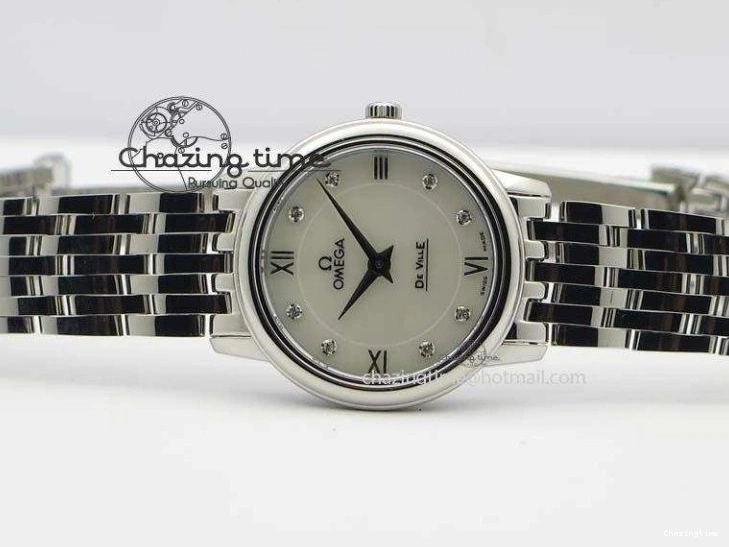 0310 De Ville 27mm Ladies MK 1:1 Best Edition White MOP Diamond Markers On SS Bracelet Ronda Quartz MoistureWicking 8190